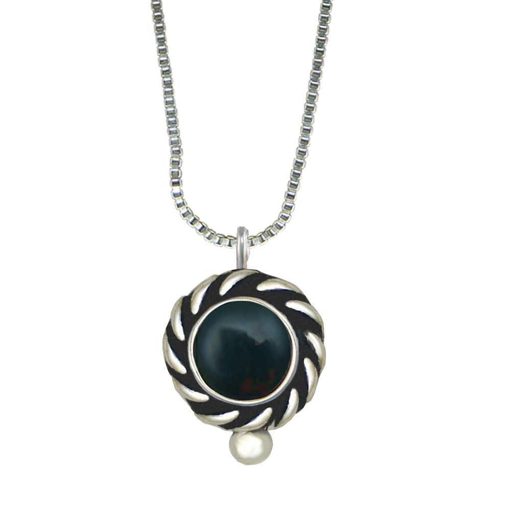 Sterling Silver Little Bloodstone Pendant Necklace